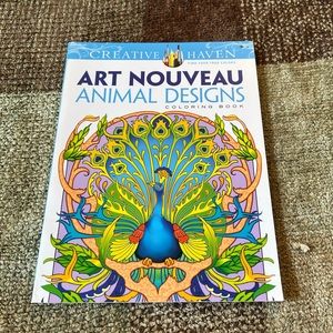 NWT Adult Coloring Book Art Nouveau Animal Designs